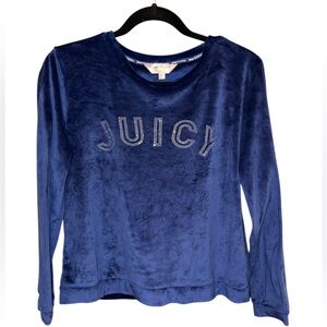 Juicy Couture Y2K Blue Velour Boxy Long Sleeve Top